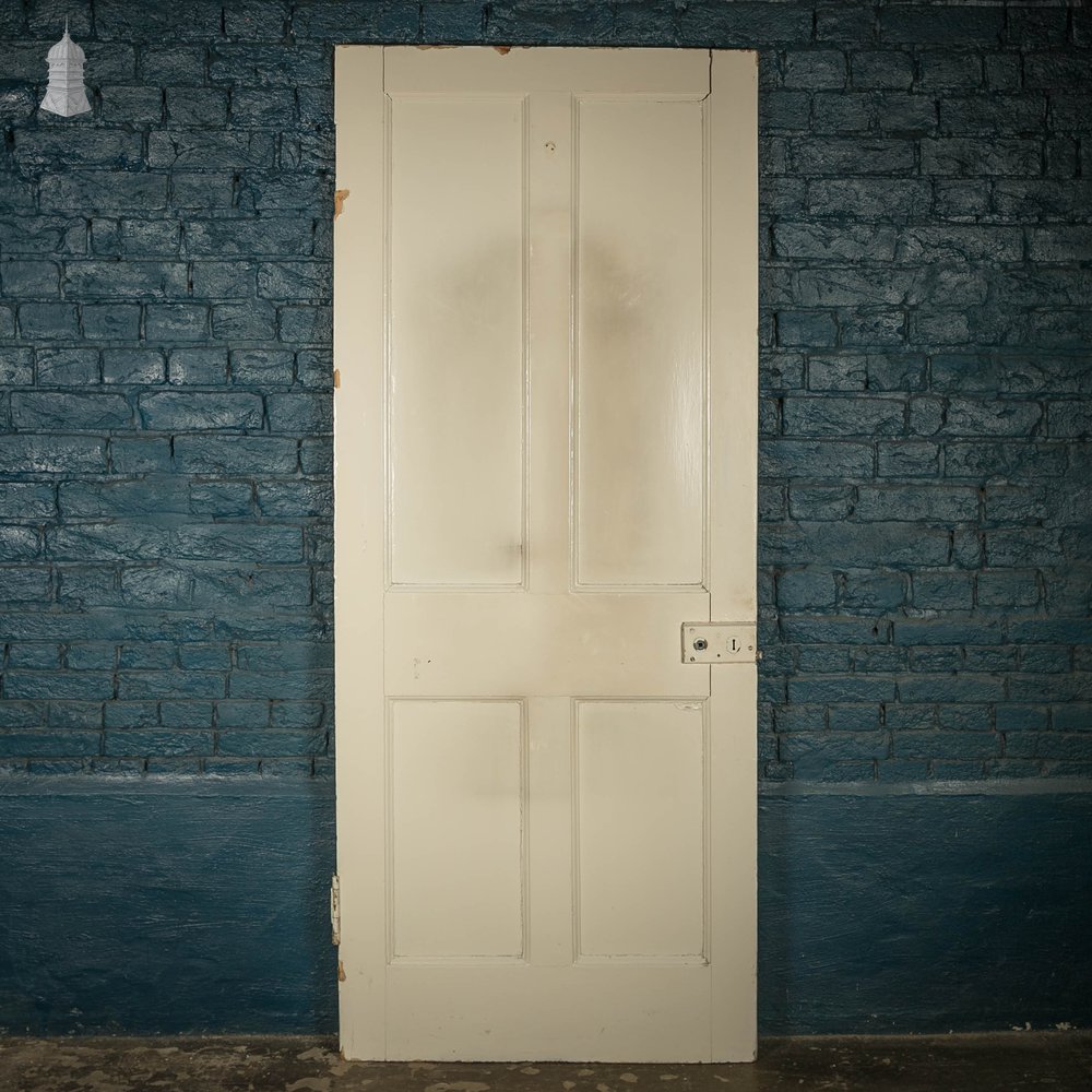 Pine Panelled Door, Victorian 4 Panel, White Painted