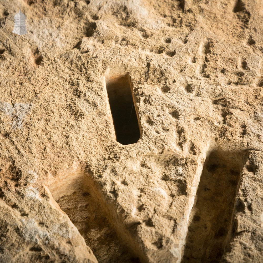 Gate Pier Blocks with Carved Hinge Anchor Recesses, Reclaimed York Stone