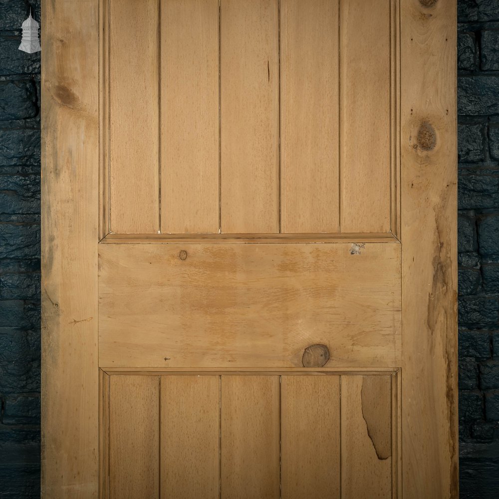 Glazed Pine Door, Edwardian Framed Plank and Ledge