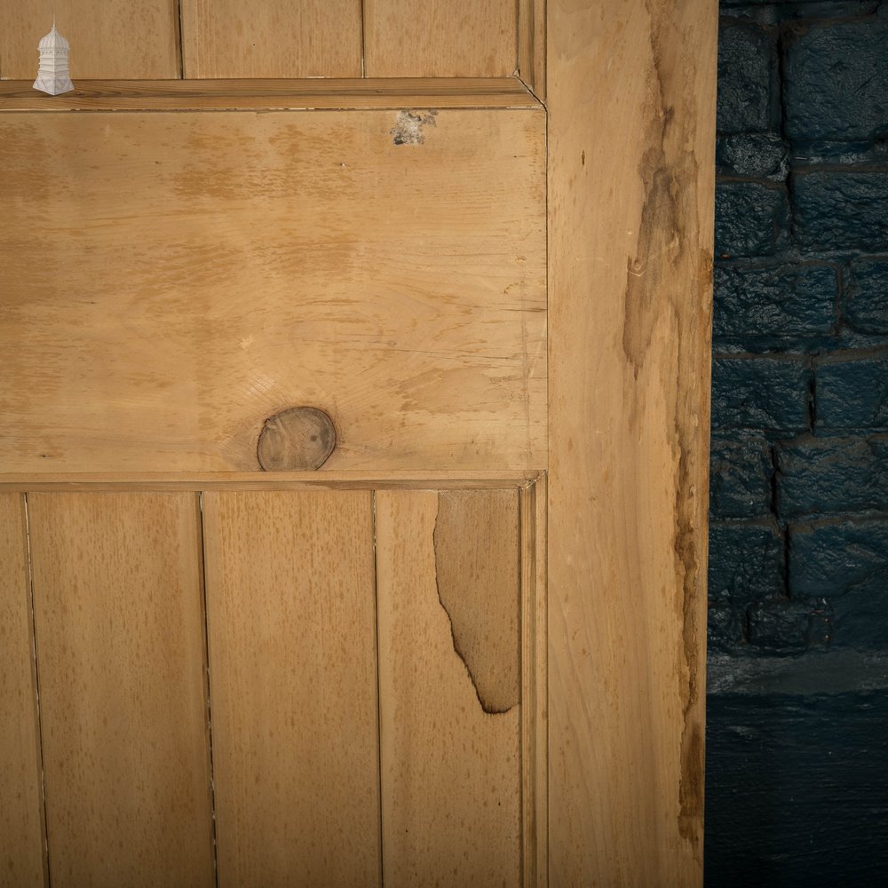 Glazed Pine Door, Edwardian Framed Plank and Ledge