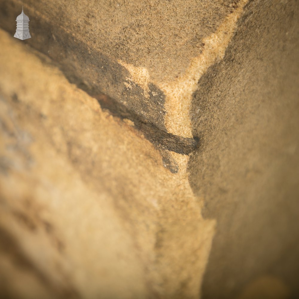 Single-Pitch Wall Coping Stones, Pair of Large Reclaimed Plinths