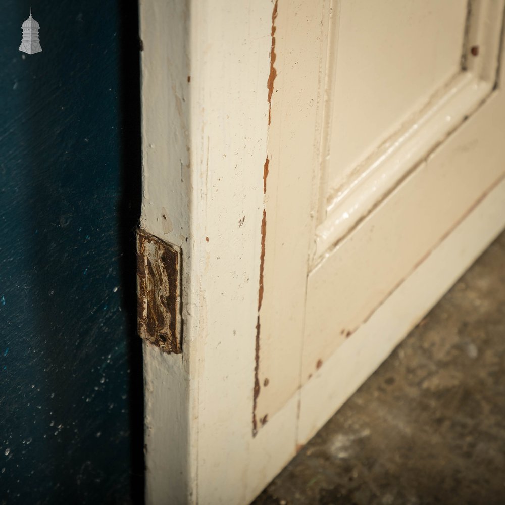 Half Glazed Door, 3 Moulded Panel White Painted Pine Textured Glass