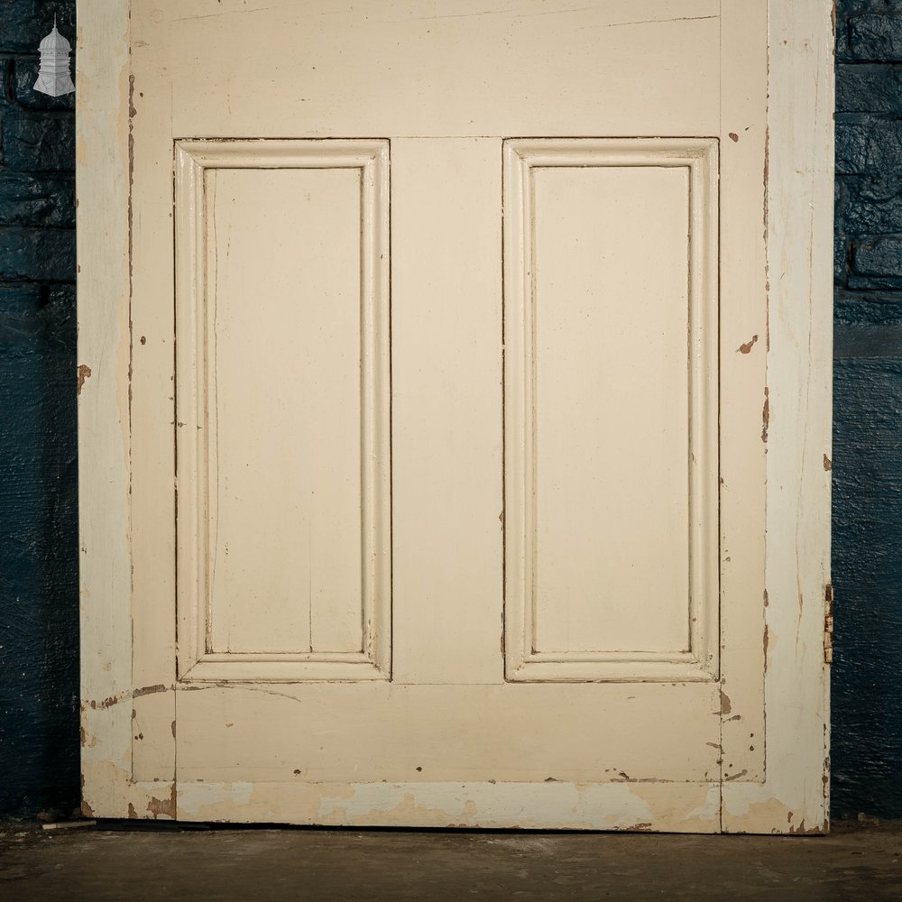 Half Glazed Door, 3 Moulded Panel White Painted Pine Textured Glass