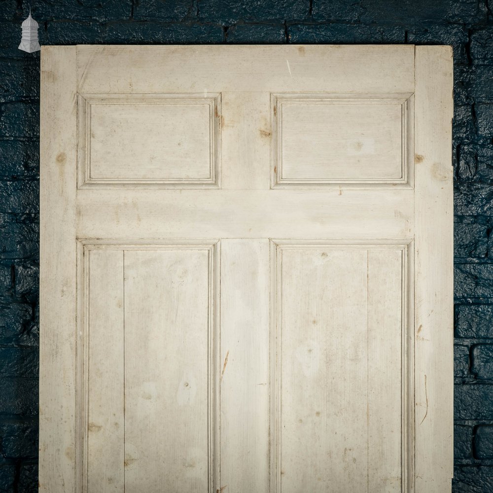 Pine Paneled Door, 6 Moulded Panel White Painted 20th C