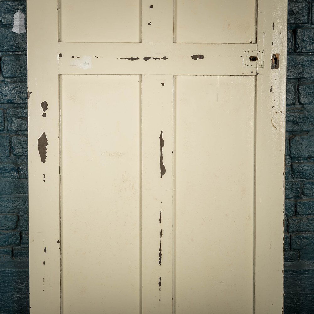 Glazed Panelled Door, Edwardian, Fitted with Stained Leaded Glass Window