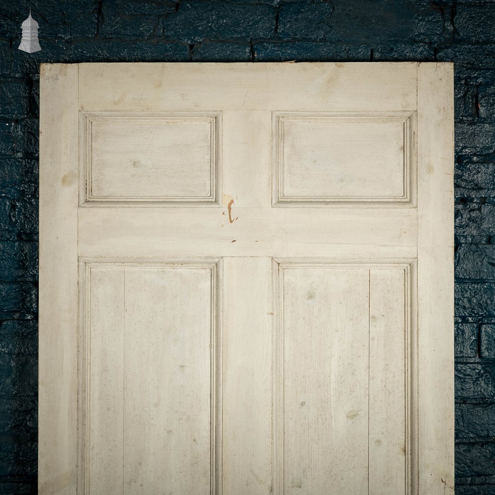 Pine Paneled Door, 6 Moulded Panel White Painted 20th C