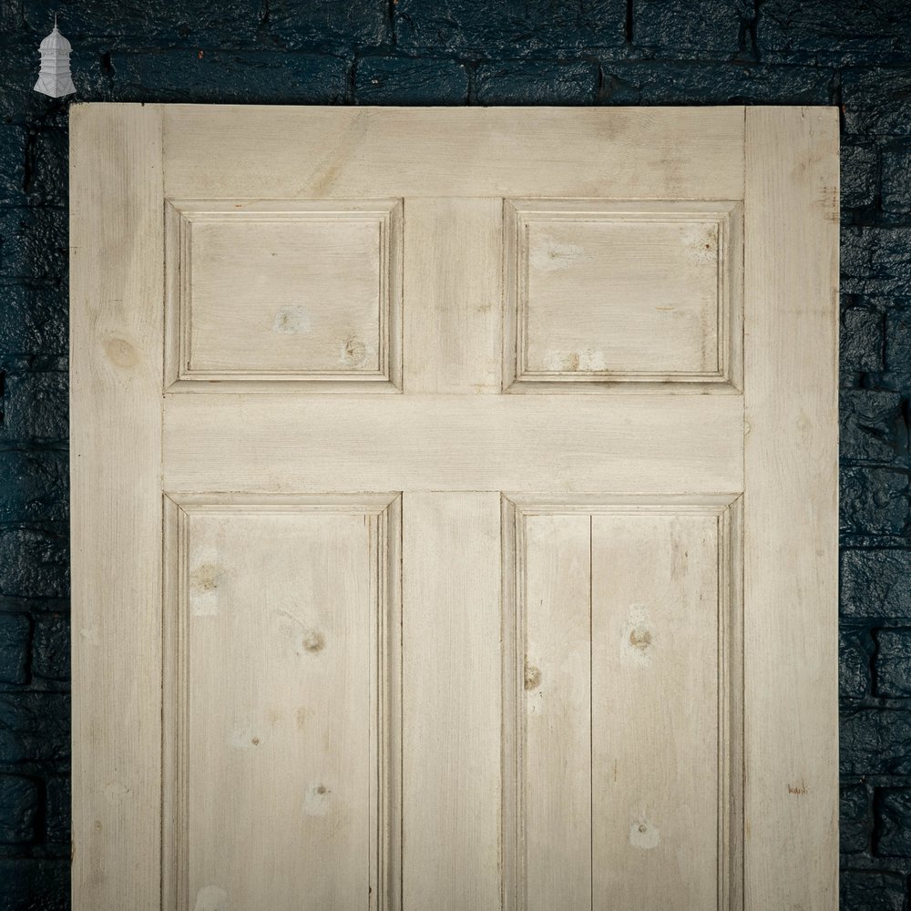 Pine Paneled Door, 6 Moulded Panel White Painted 20th C