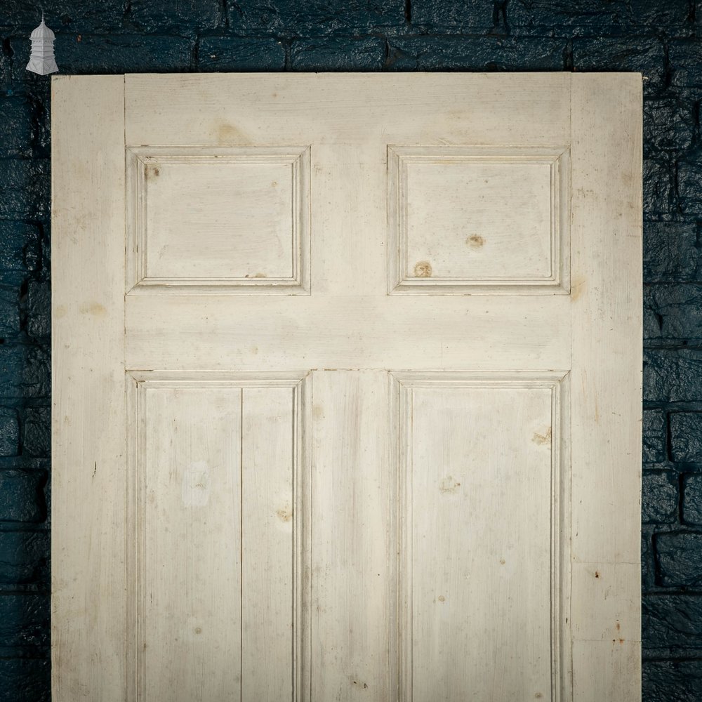 Pine Paneled Door, 6 Moulded Panel White Painted 20th C