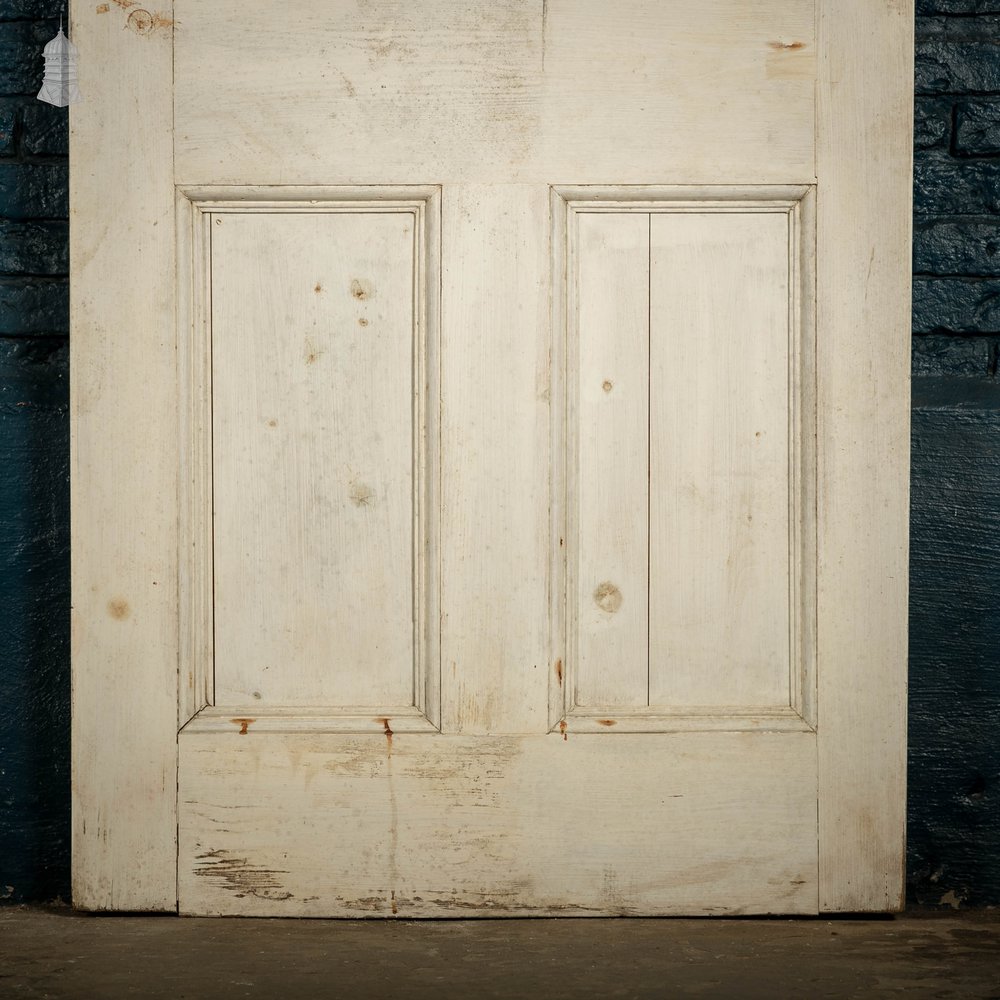 Pine Paneled Door, 6 Moulded Panel White Painted 20th C