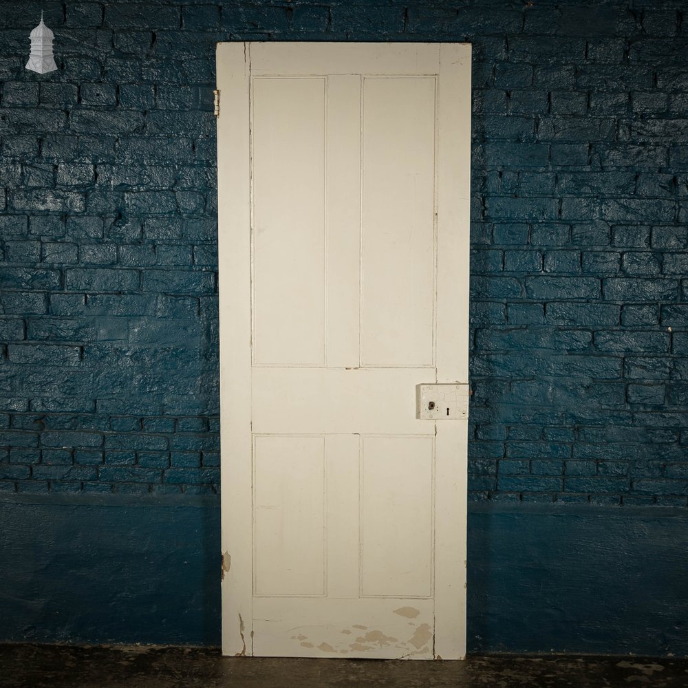 Pine Panelled Door, Victorian 4 Panel White Painted