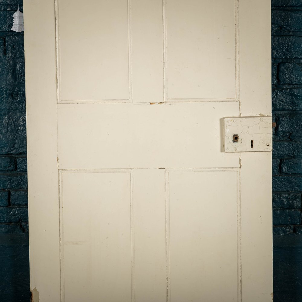 Pine Panelled Door, Victorian 4 Panel White Painted