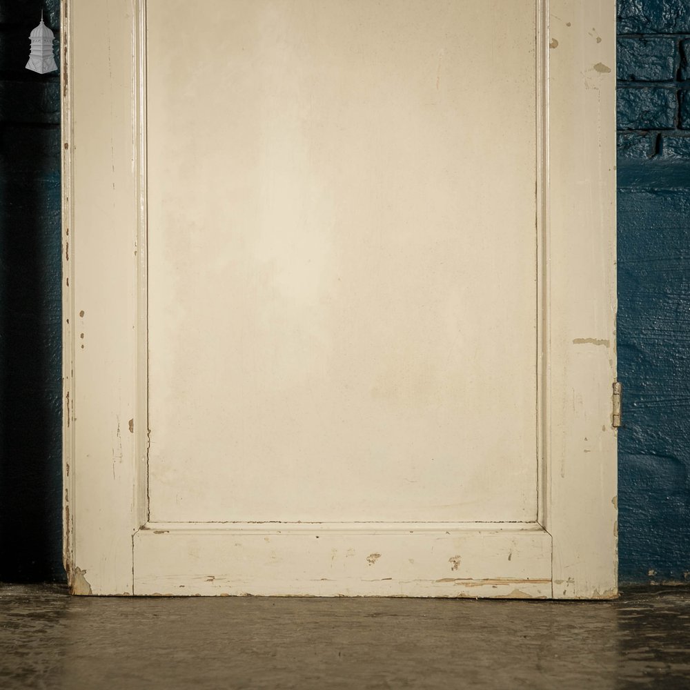 Pine Panelled Doors, Pair of 19th C 2 Panel White Painted Cupboard Doors