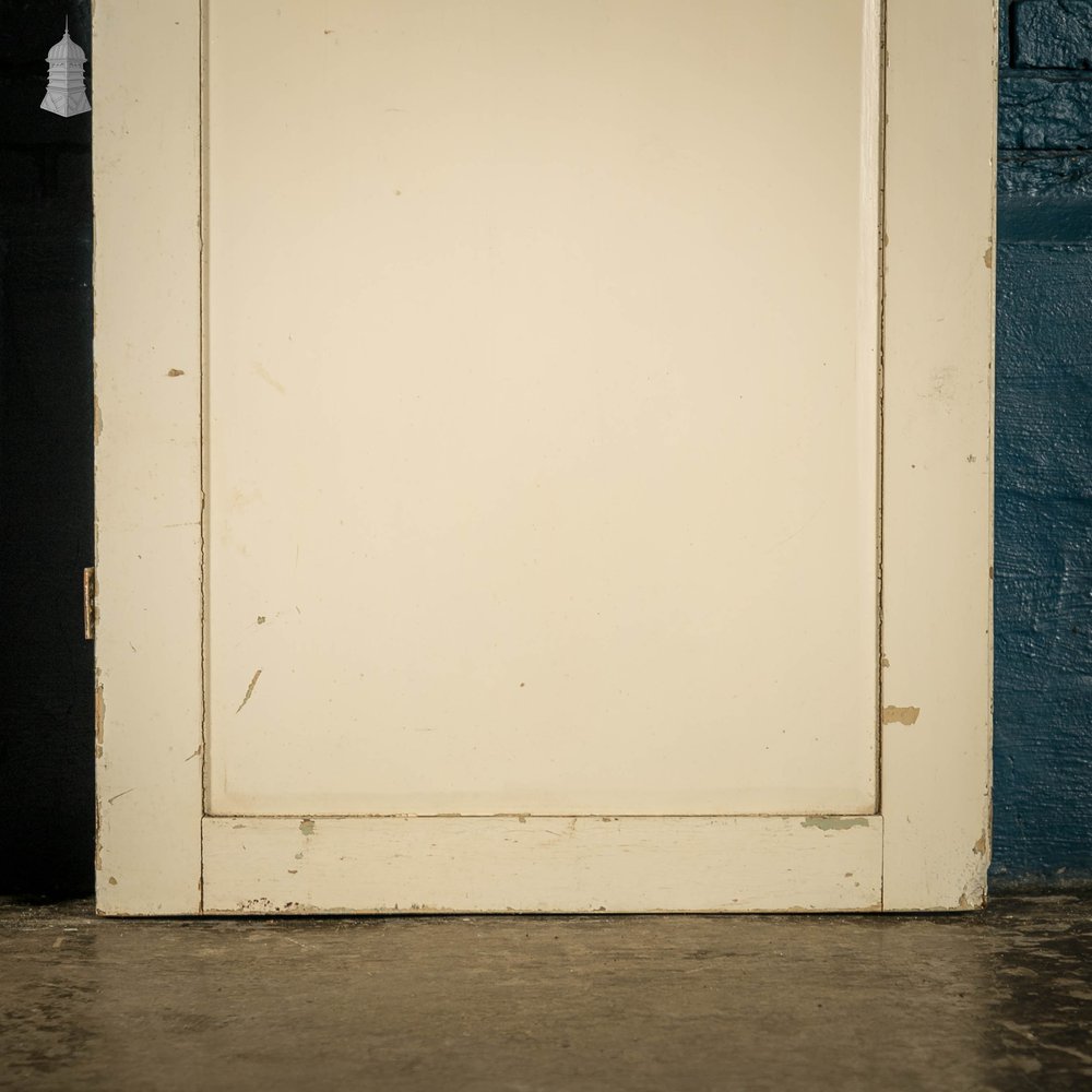 Pine Panelled Doors, Pair of 19th C 2 Panel White Painted Cupboard Doors