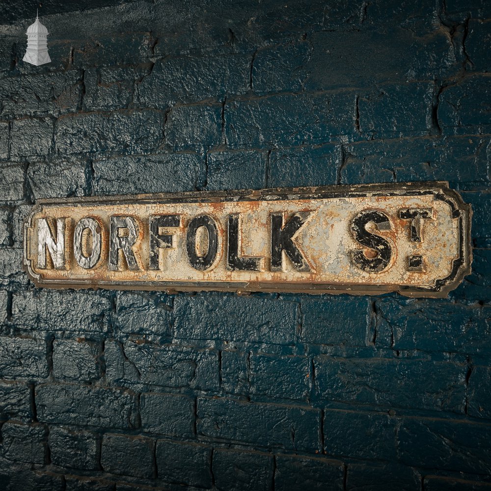 "NORFOLK ST", Vintage Cast Iron Street Sign, Original Painted Finish