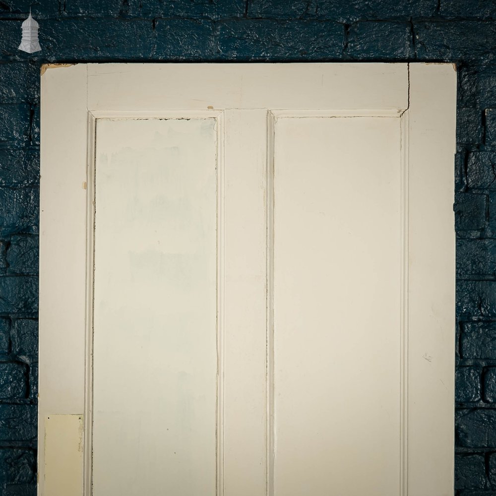 Pine Panelled Door, Moulded 19th C 4 Panel, White Painted