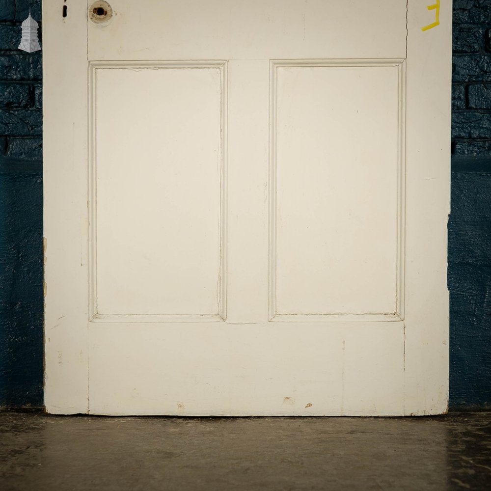 Pine Panelled Door, Moulded 19th C 4 Panel, White Painted