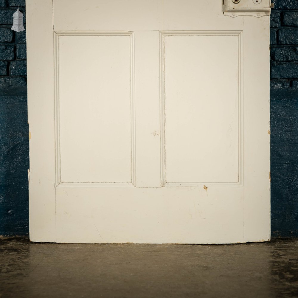 Pine Panelled Door, Moulded 19th C 4 Panel, White Painted