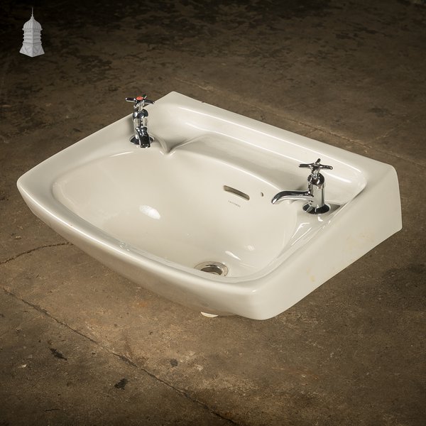 Vintage Twyfords Wall-Hung Basin with Chrome Pillar Taps