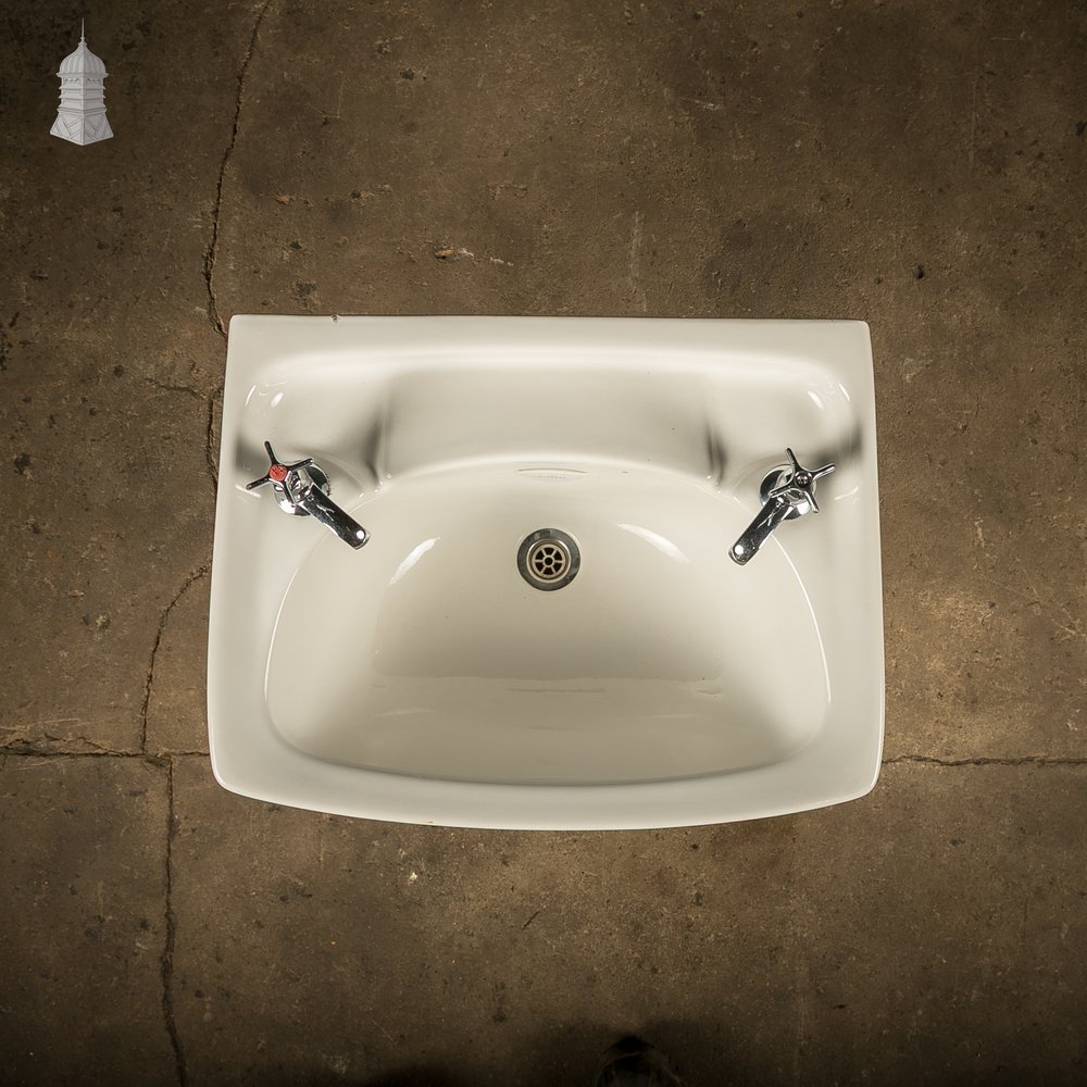 Vintage Twyfords Wall-Hung Basin with Chrome Pillar Taps