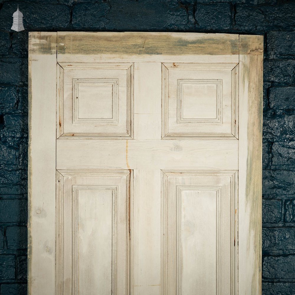 Pine Paneled Door, 6 Moulded Panel White Painted 20th C