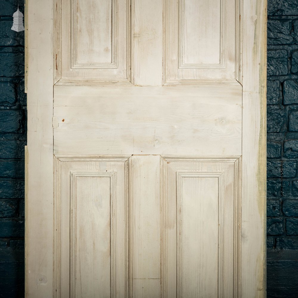 Pine Paneled Door, 6 Moulded Panel White Painted 20th C