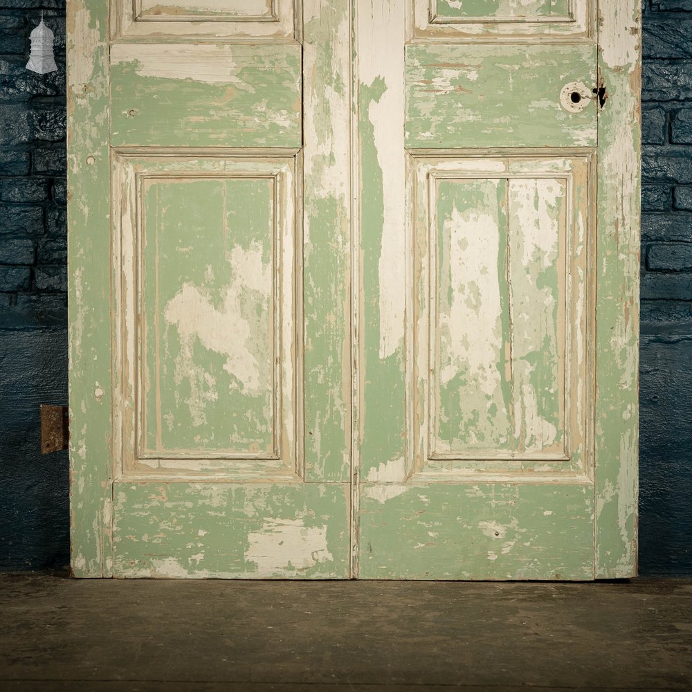 Pine Paneled Door, 6 Moulded Panel White Painted 20th C