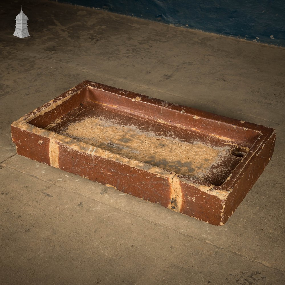 Worn Trough Sink, Weathered Glazed Planter