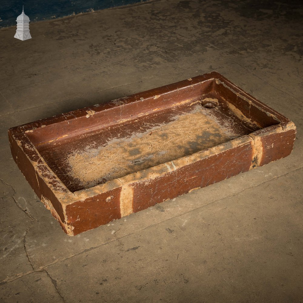 Worn Trough Sink, Weathered Glazed Planter