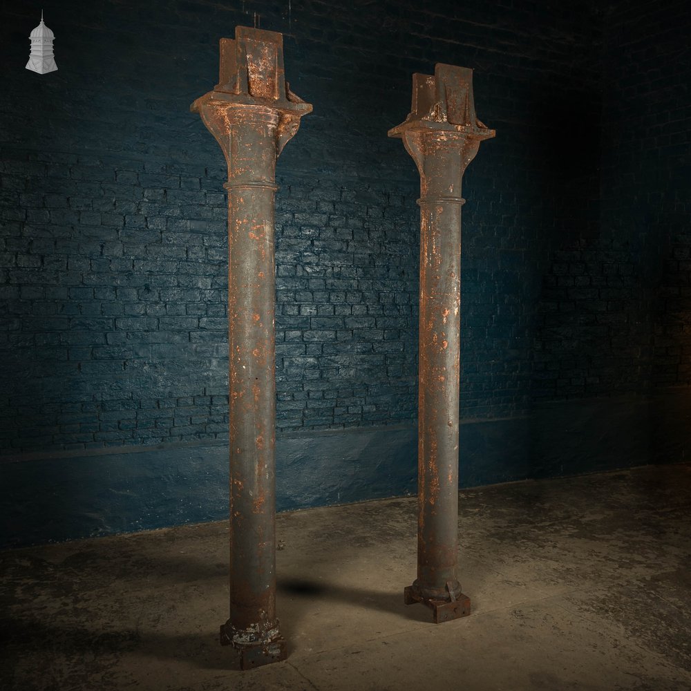 Cast Iron Columns, 8ft Pair