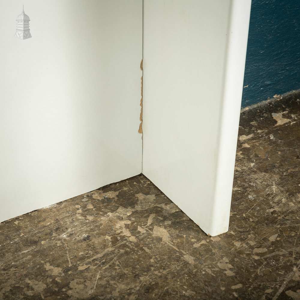 Reclaimed slab urinal backsplash and end panels, white glazed