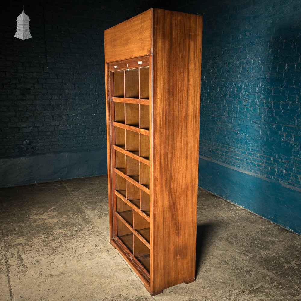 Tambour Front Cabinet, Mahogany and Oak Construction with internal pigeonhole shelving from a liner.