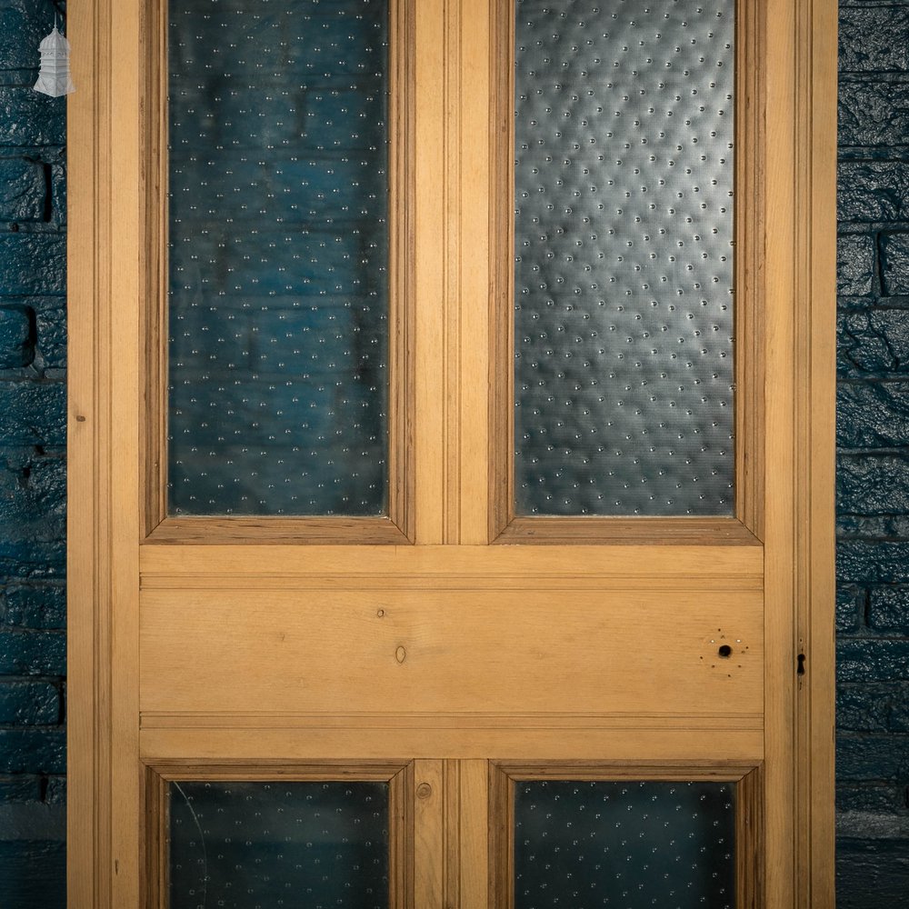 Glazed Pine Door, 5 Panel Textured Glass