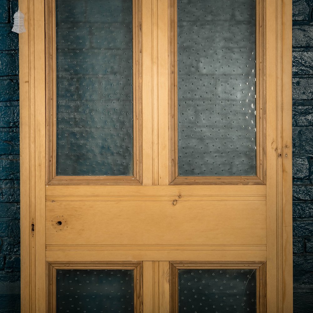 Glazed Pine Door, 5 Panel Textured Glass