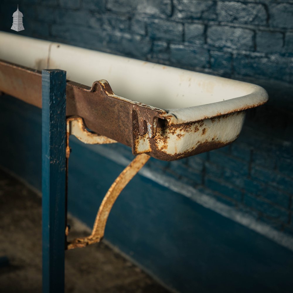 Trough Sink, 19th C Cast Iron with 4 Wall Brackets