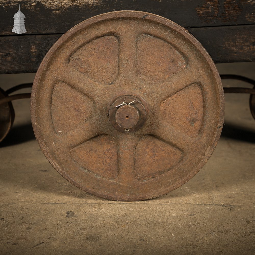 Wooden Factory Cart, Rustic Industrial Trolley