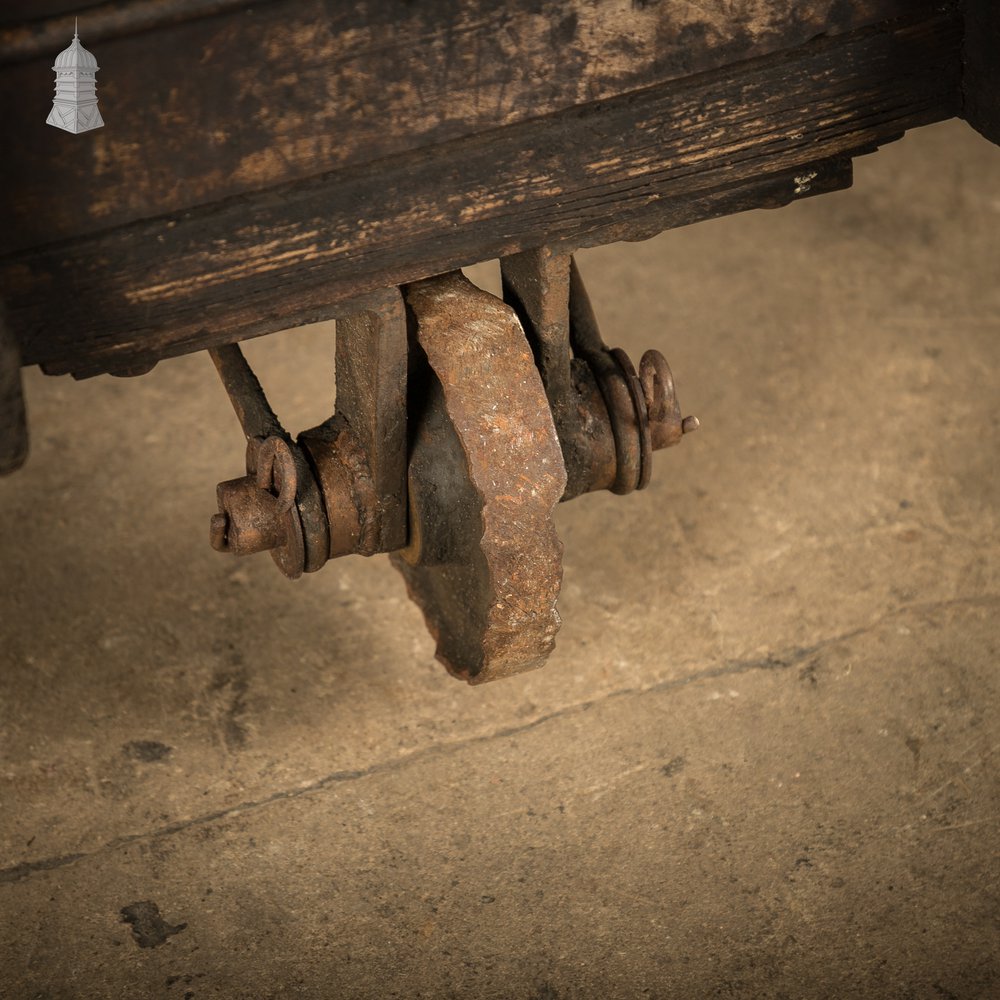 Wooden Factory Cart, Rustic Industrial Trolley