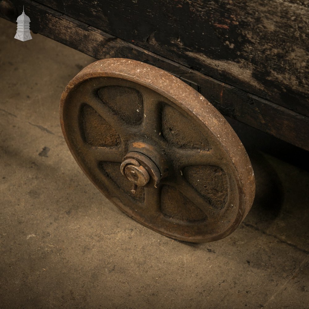 Wooden Factory Cart, Rustic Industrial Trolley