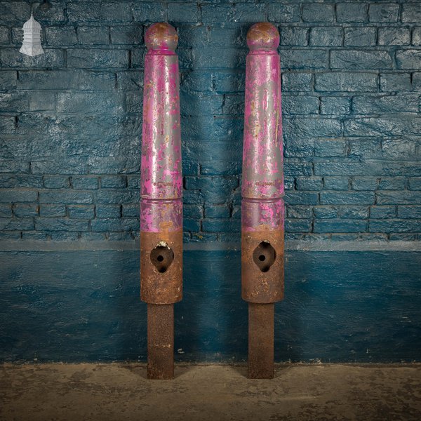 'Gunner' Street Bollarda, Pair, Reclaimed Cast Iron Bollards