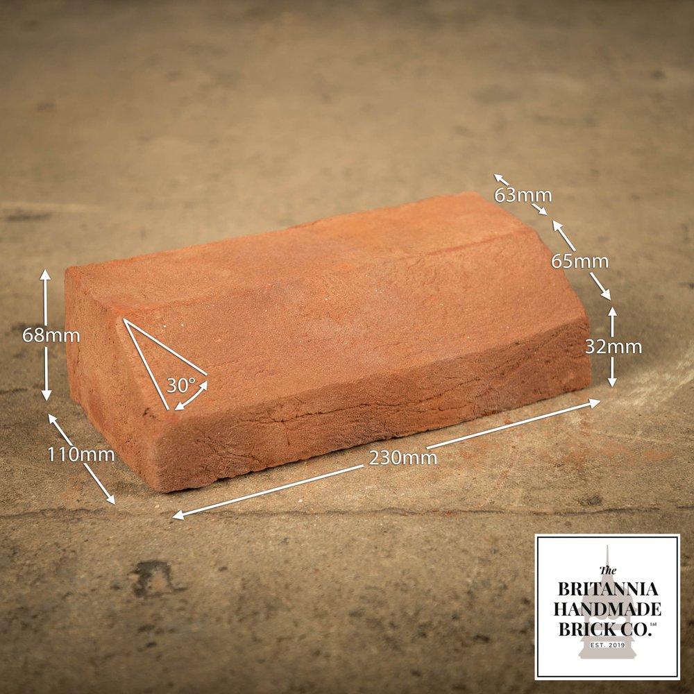 2 5/8" Plinth Stretcher Handmade Red Brick, Period Style Plinth Bricks