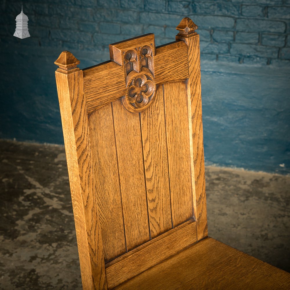 Oak Hallway Chairs, Gothic Revival