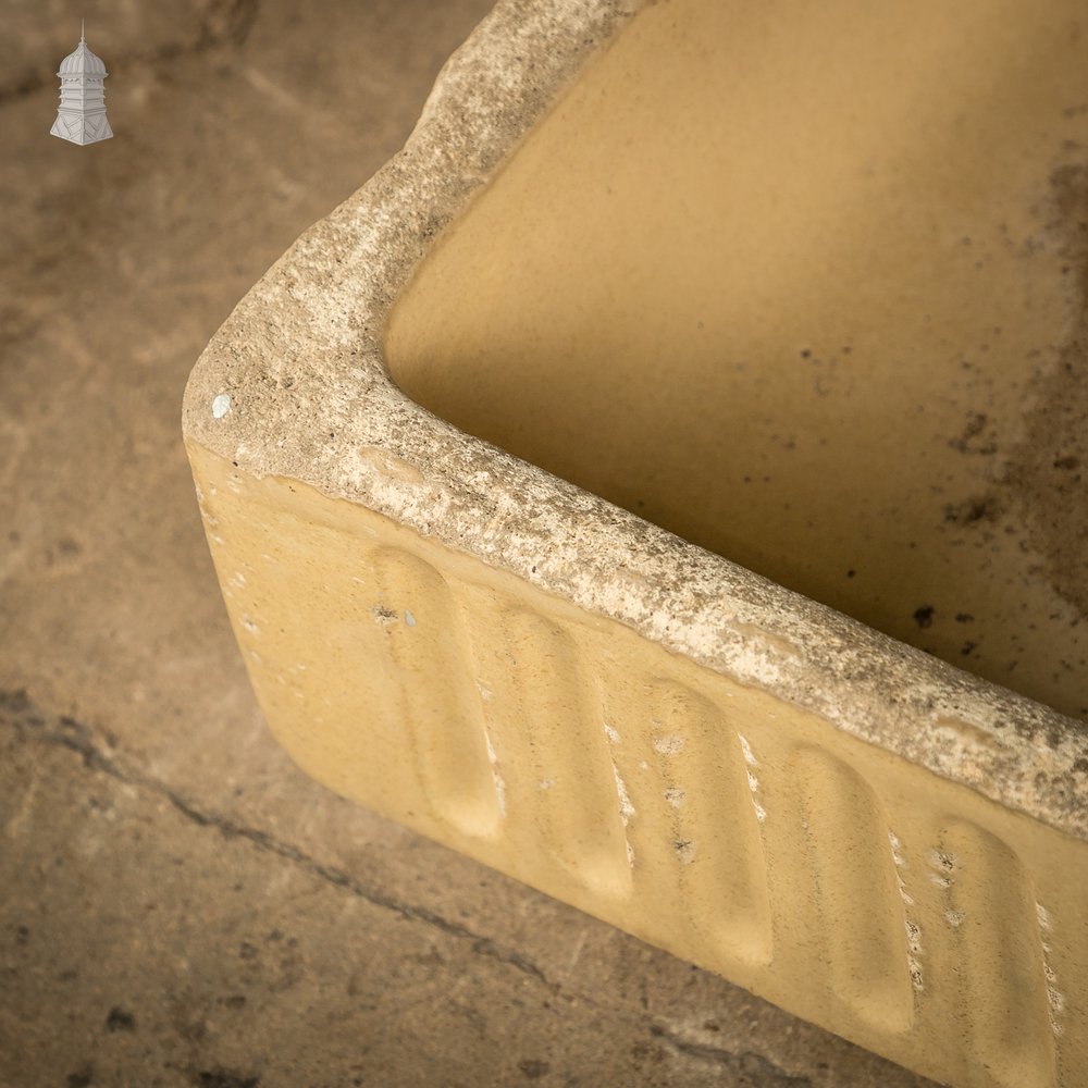 Fluted Trough Planter, Worn Cane Glaze