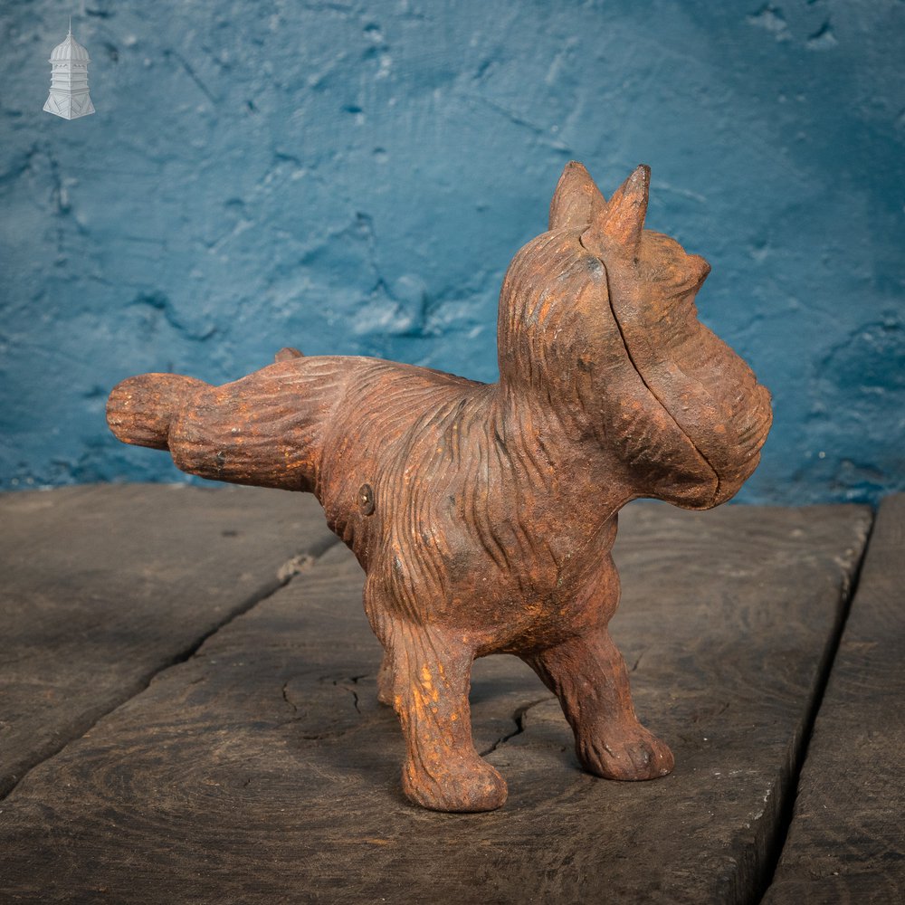 Scottie Dog Doorstop, Vintage Cast Iron, Scottish Terrier with cocked leg