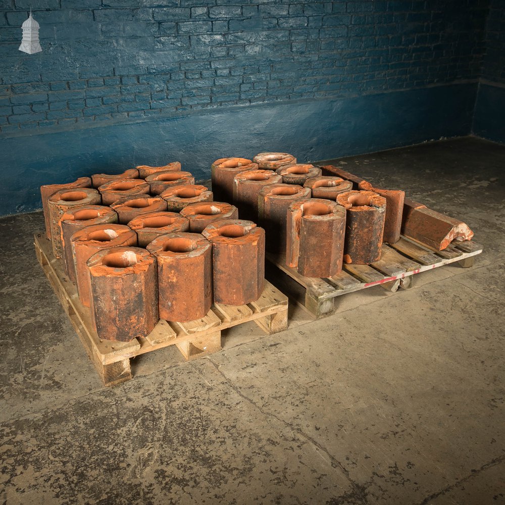 Reclaimed Wall Copings, 19th C Weathered Red Clay, Batch of 48 – A Run of 13 Linear Meters