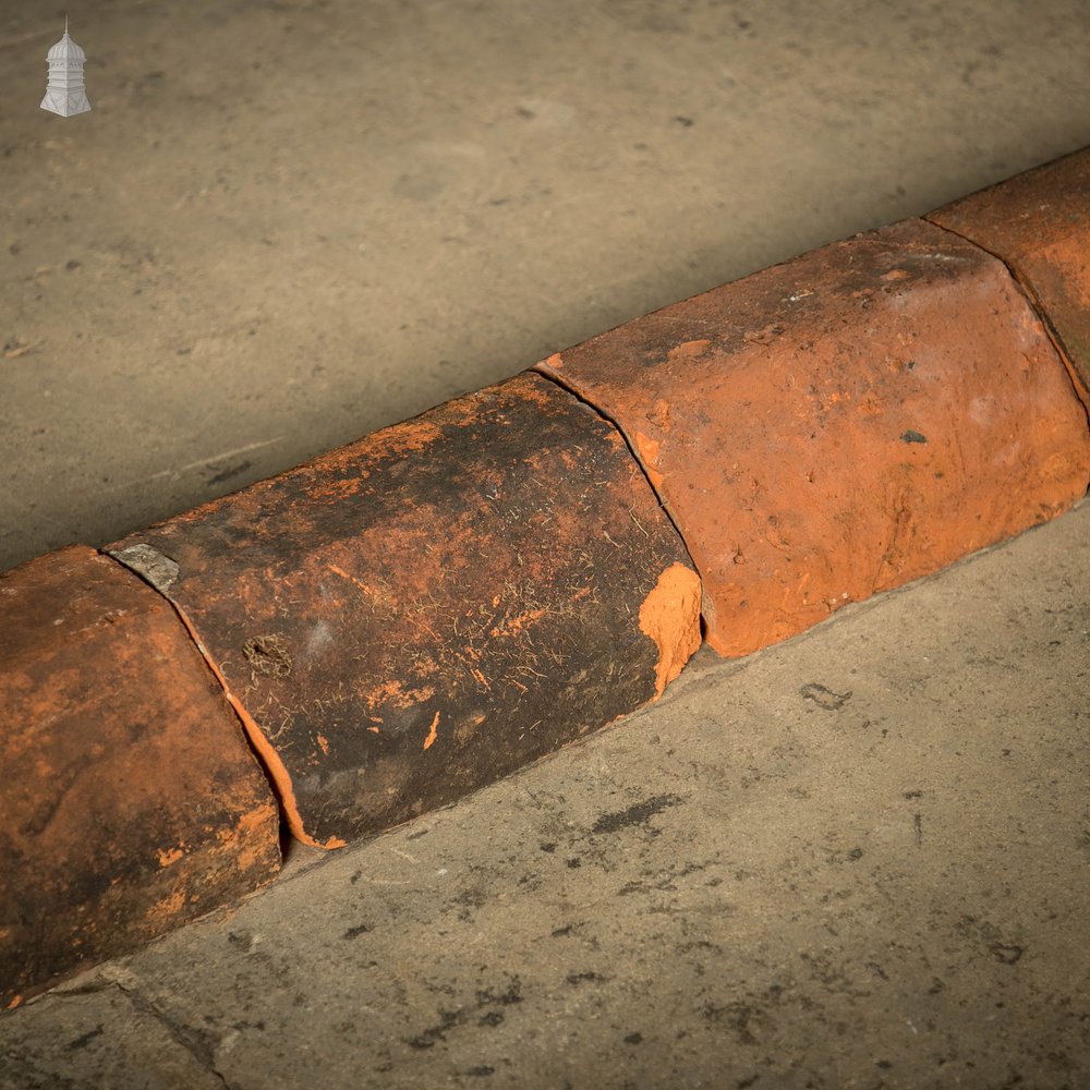 Reclaimed Wall Copings, 19th C Weathered Red Clay, Batch of 48 – A Run of 13 Linear Meters