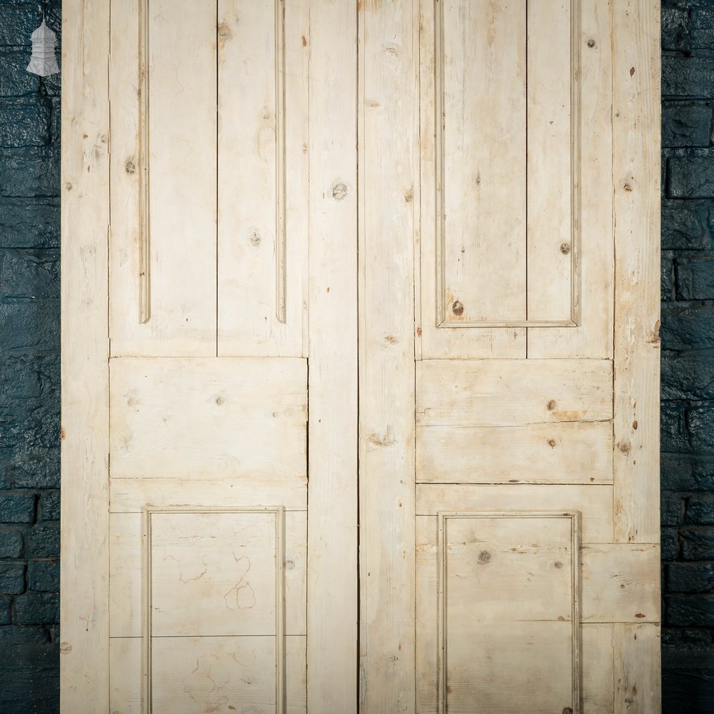 Paneled Double Doors, 3 Panel White Painted Pine