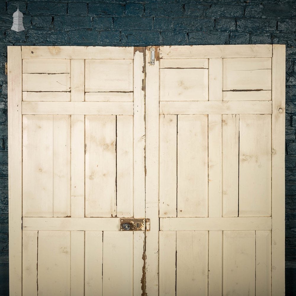 Paneled Double Doors, 6 Panel White Painted Pine