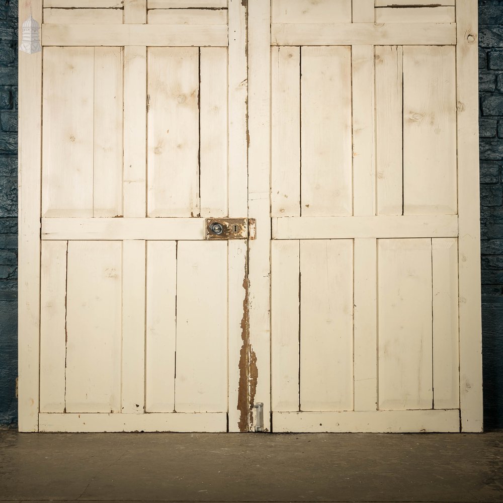 Paneled Double Doors, 6 Panel White Painted Pine