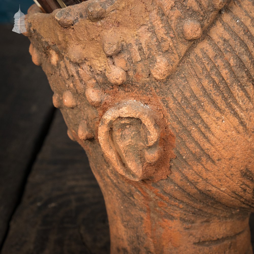 Vintage Clay Head Planter with porcupine quill hair