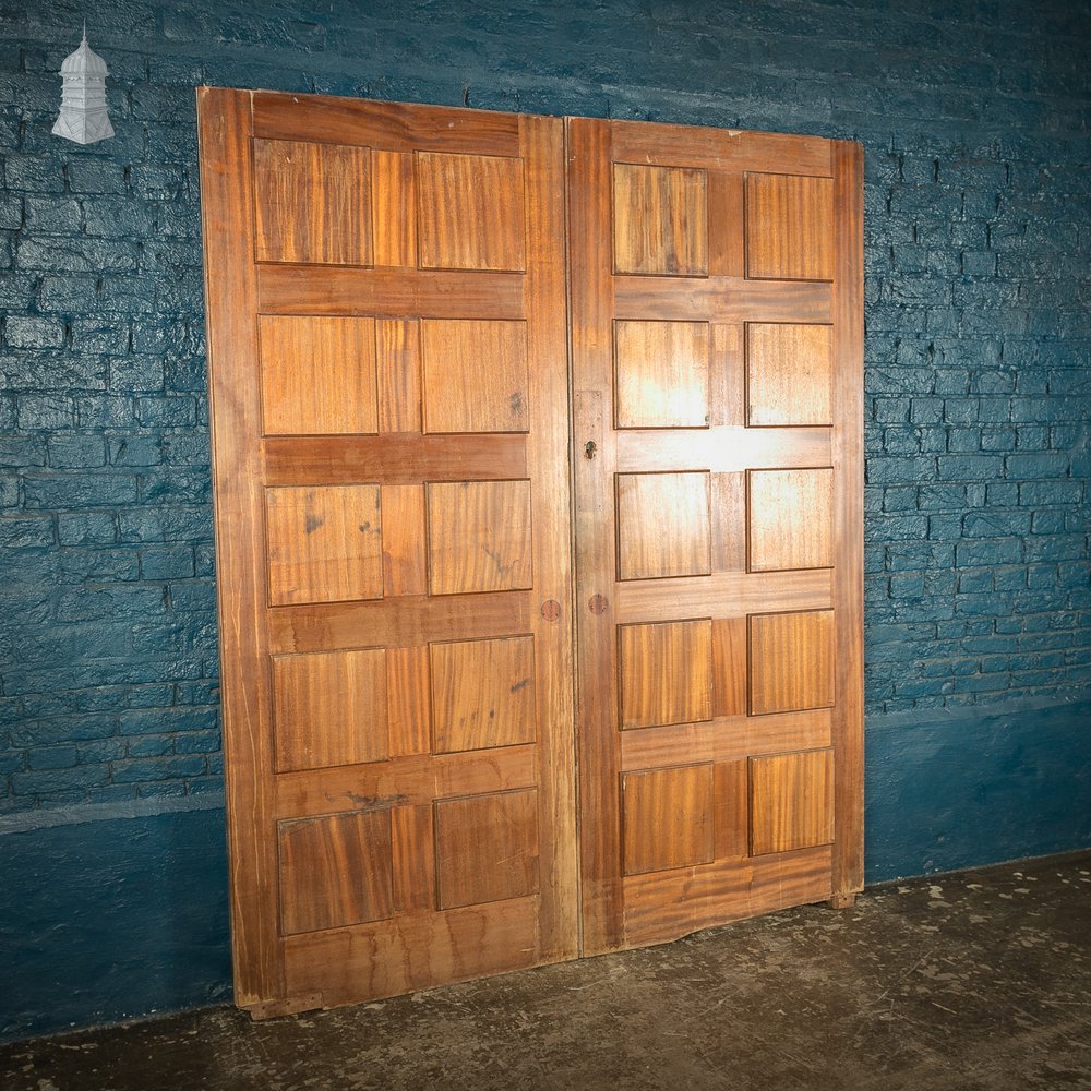 Paneled Hardwood Double Doors, Early 20th C, Mahogany