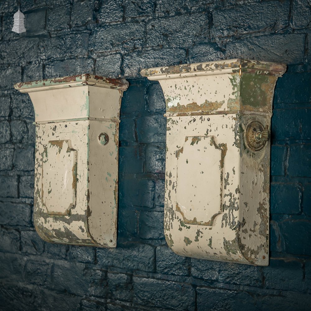 Uplighter Wall Lights, Pair of Repurposed Wall Vents, White Distressed Paint Finish